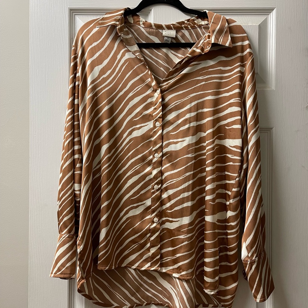 Brown and White Zebra Print Women's Top